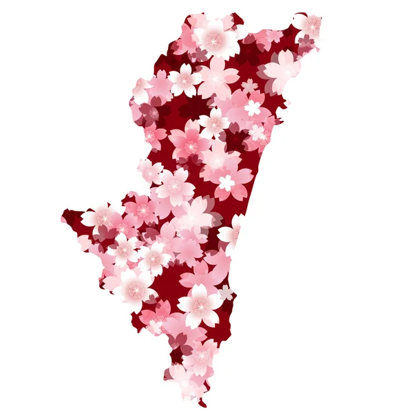 Miyazaki　spring cherry blossoms — Stock Vector